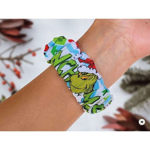 Grinch Face Christmas Scrunchies Watch Band for Apple Watch Fitbit Samsung Watch - Picture 1 of 5